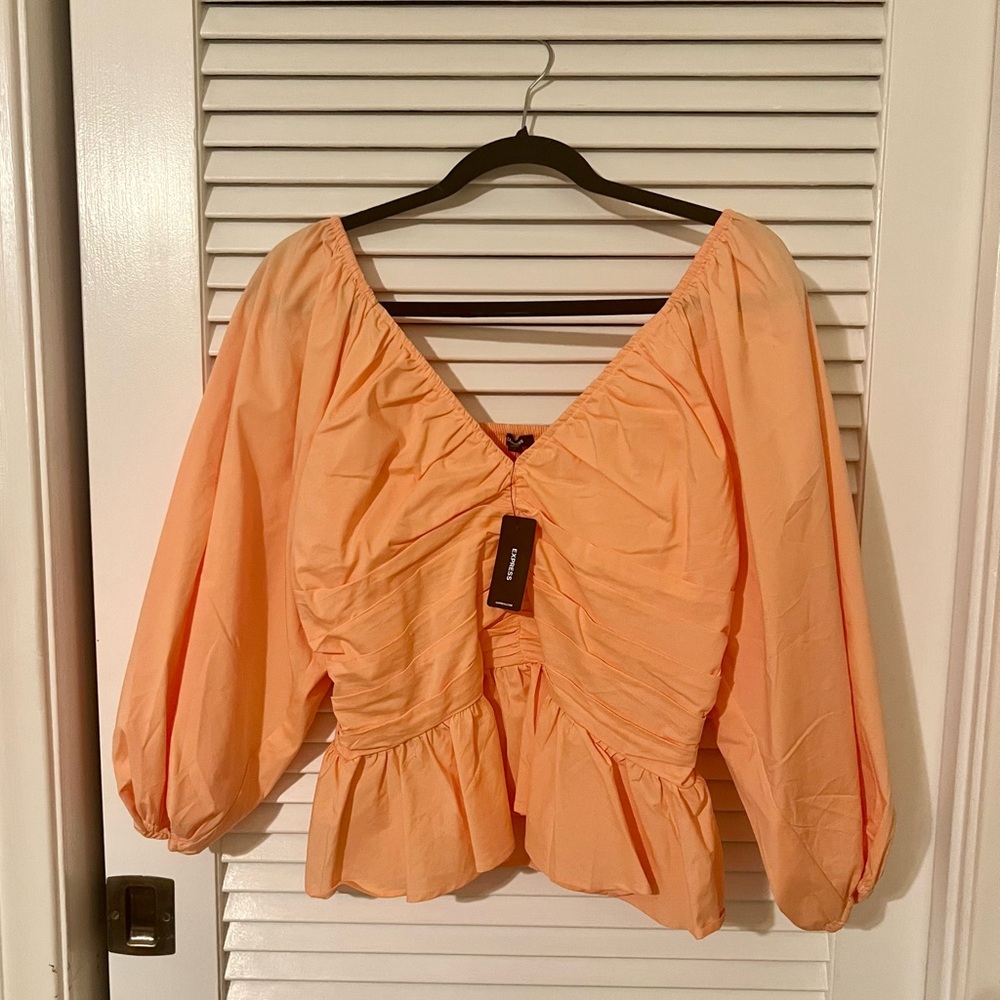 Express Peach Puff Sleeve Blouse